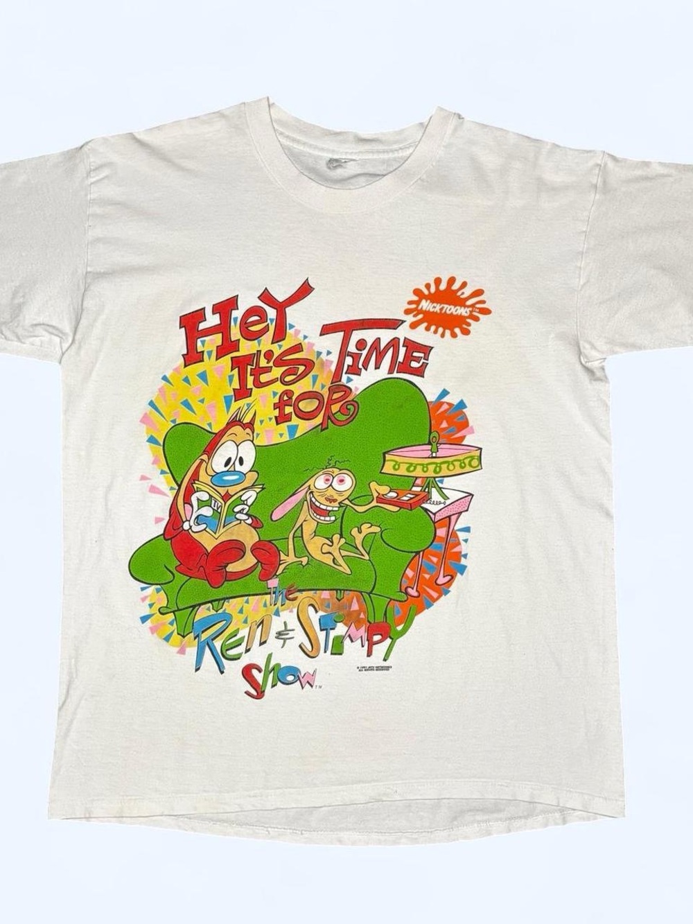 1991 Ren & Stimpy Show Nickelodeon MTV Networks Single Stitch Tee Made in USA
